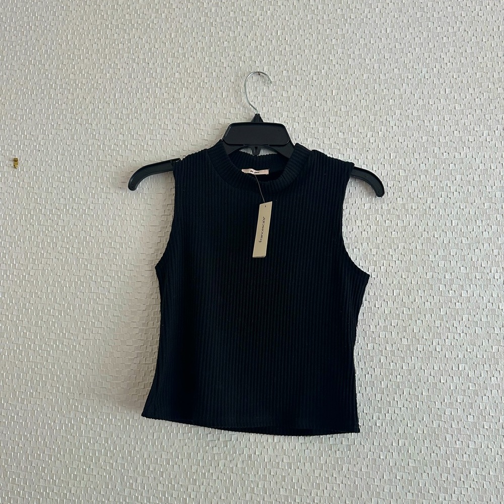 Francesca’s Miami Black Ribbed Tank Top, NEW WITH TAGS